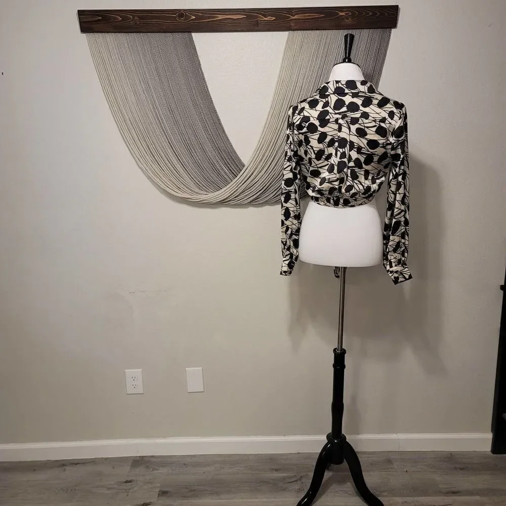 Lush Tie-Front Crop Top Blouse Sz S